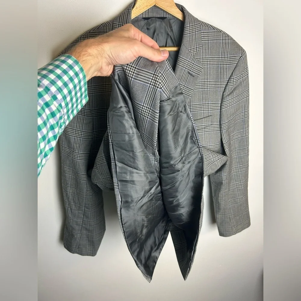 Brook Brothers Regent Fit Sport Coat Blazer Mens Size 44R plaid‎ 100% Wool